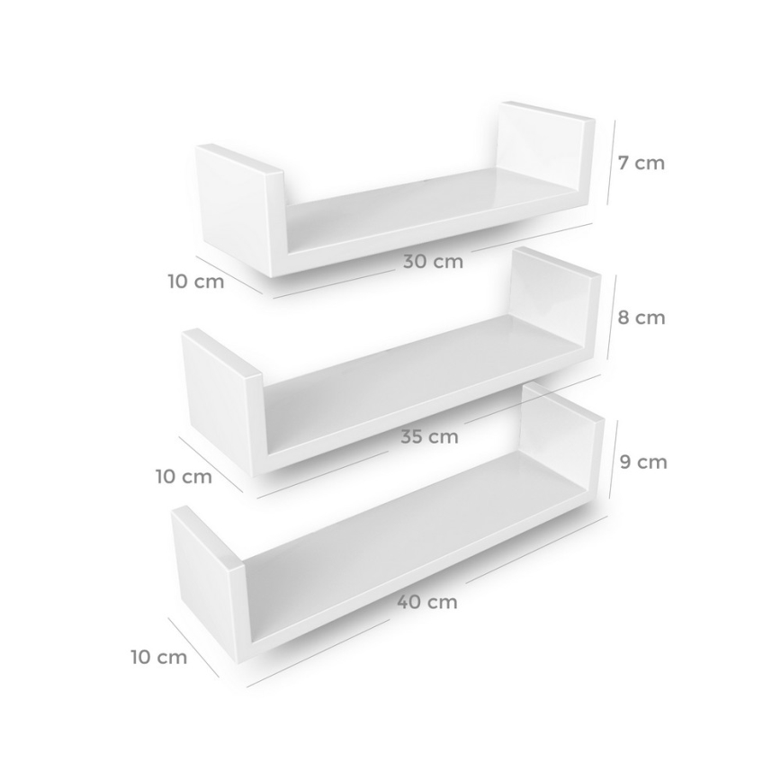 SHELFY 3‑osaline seinariiulite komplekt, valge