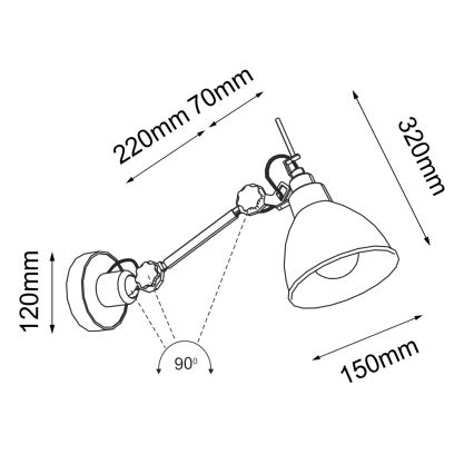 Shilo - Seinavalgusti 1xE27/15W/230V must