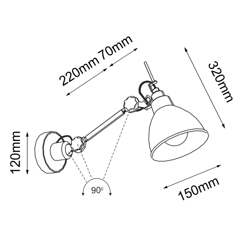 Shilo - Seinavalgusti 1xE27/15W/230V must