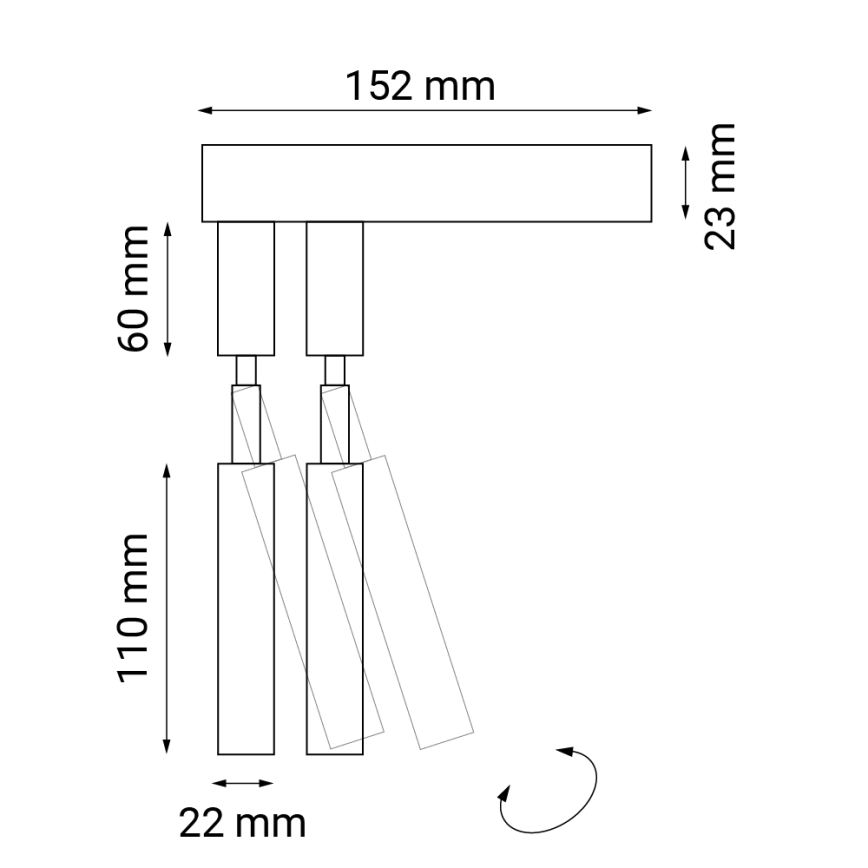 Shilo - Kohtvalgusti seinale 2xG9/10W/230V must