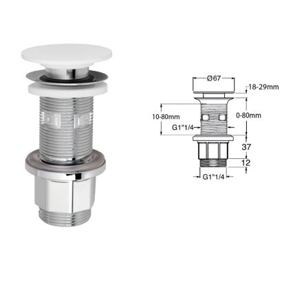 Silfra - valamu äravooluava Ø 6,7 cm valge/läikiv kroom