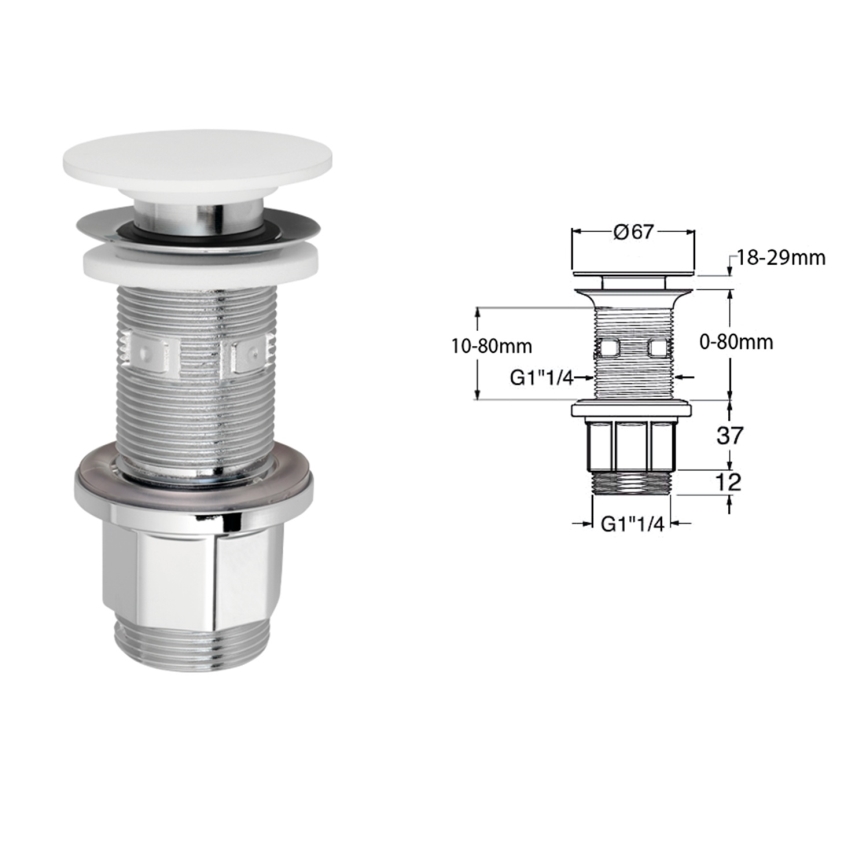 Silfra - valamu äravooluava Ø 6,7 cm valge/läikiv kroom