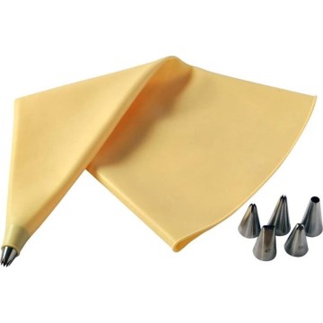 Silikoonist dekoreerimiskott + 6 TORO otsikut kollane/roostevaba