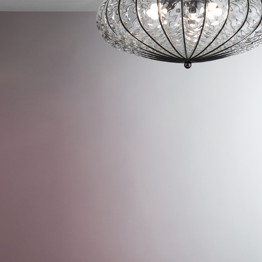 SIRU - Laevalgusti ACCADEMIA 3xE27/60W/230V läbipaistev/must Veneetsia klaas