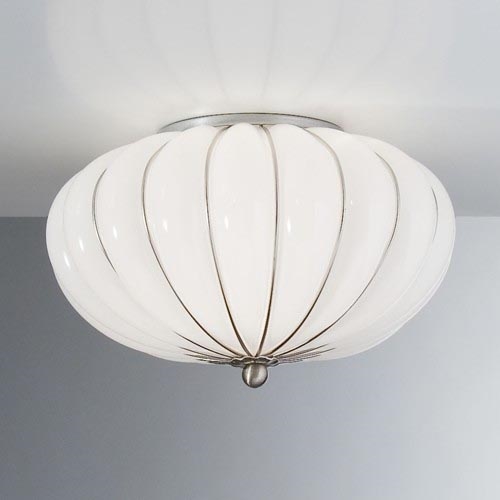 SIRU - Laevalgusti GIOVE 2xE14/40W/230V d. 29 cm matt kroom/valge Veneetsia klaas