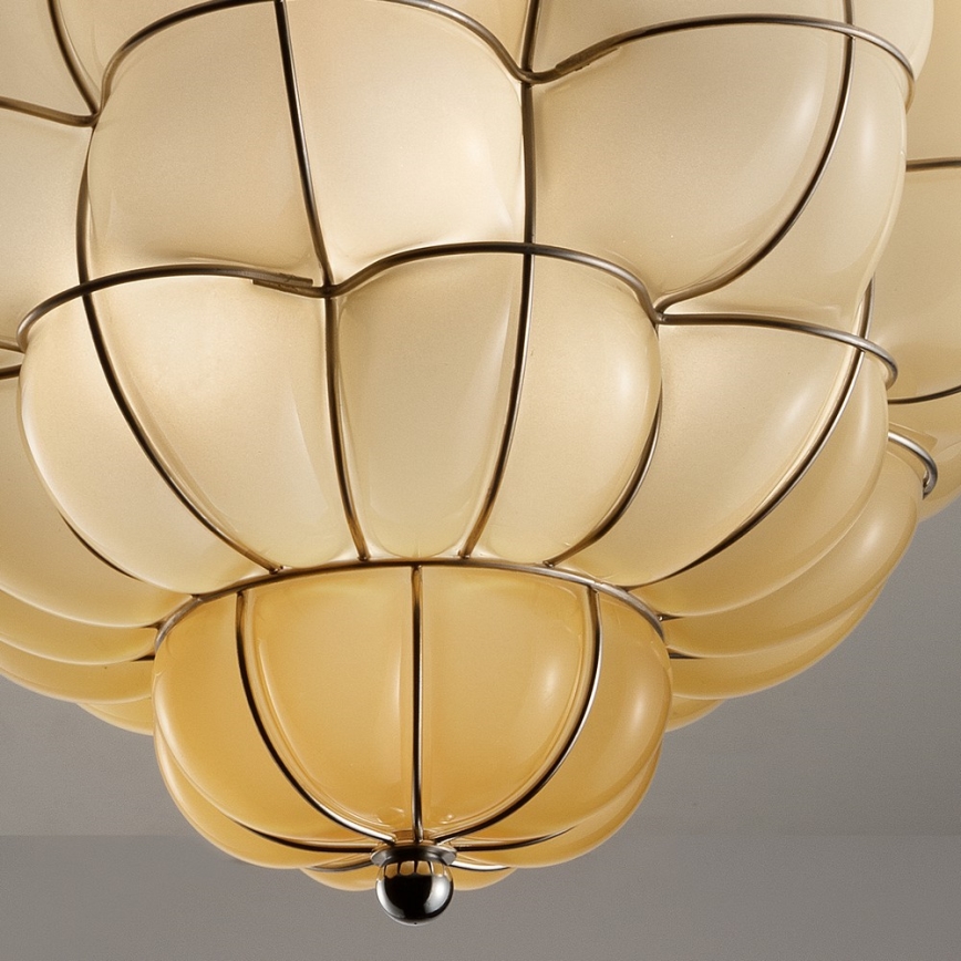 SIRU - Laevalgusti POUFF 3xE27/60W/230V läikiv kroom/beež Veneetsia klaas