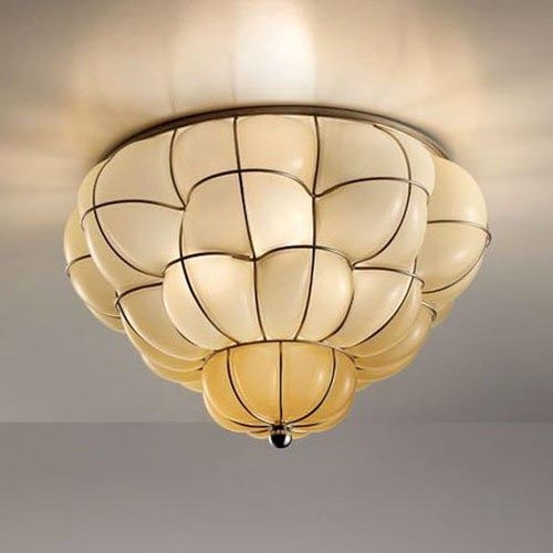 SIRU - Laevalgusti POUFF 3xE27/60W/230V läikiv kroom/beež Veneetsia klaas