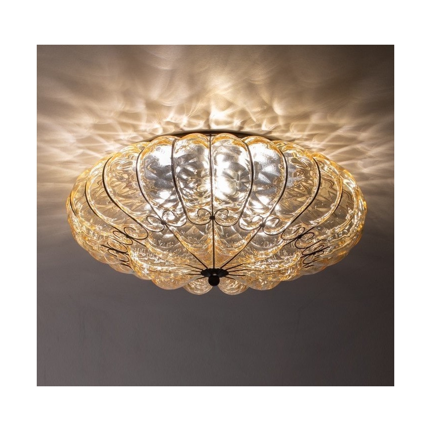 SIRU - Laevalgusti SOLE 3xE14/40W/230V d. 31 cm beež/matt kroom Veneetsia klaas