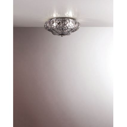 SIRU - Laevalgusti SOLE 3xE14/40W/230V d. 31 cm läbipaistev/matt kroom Veneetsia klaas