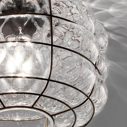 SIRU - Laevalgusti TERRA 1xE27/60W/230V must/läbipaistev Veneetsia klaas