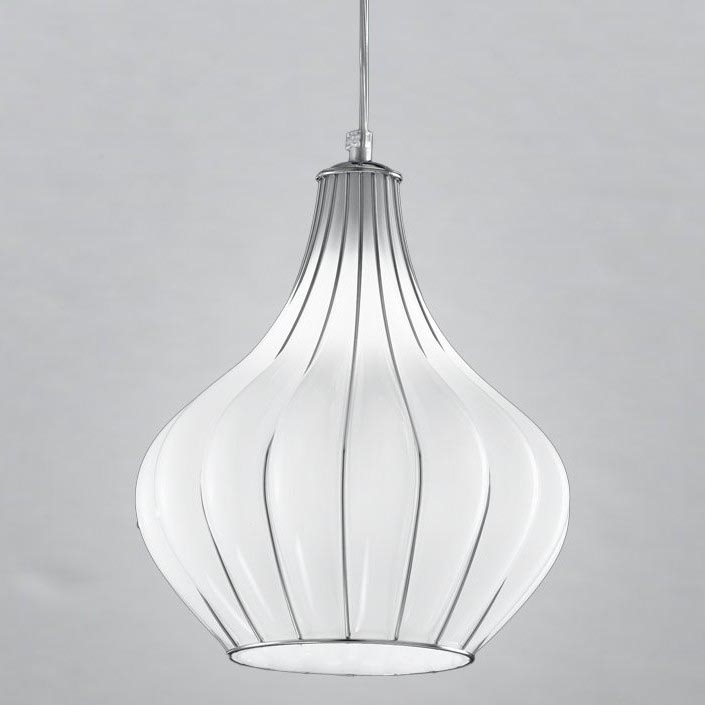 SIRU - Lühter AURIGA 1xE14/40W/230V d. 26 cm matt kroom/valge Veneetsia klaas