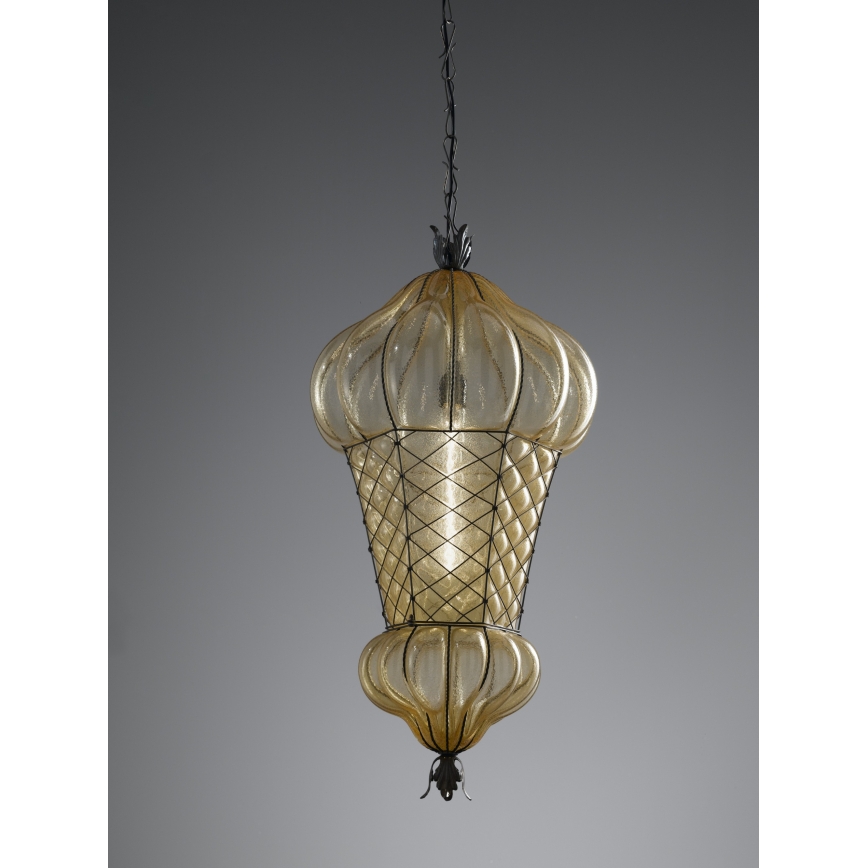 SIRU - Lühter BABÀ 1xE27/60W/230V d. 30 cm beež/pruun Veneetsia klaas