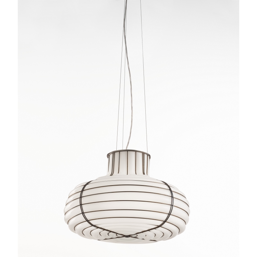 SIRU - Lühter CHAPEAU 2xE14/40W/230V matt kroom/valge Veneetsia klaas
