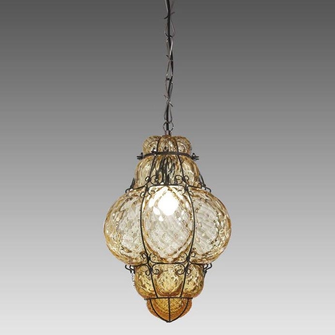 SIRU - Lühter CLASSIC 1xE27/60W/230V d. 30 cm beež/must Veneetsia klaas