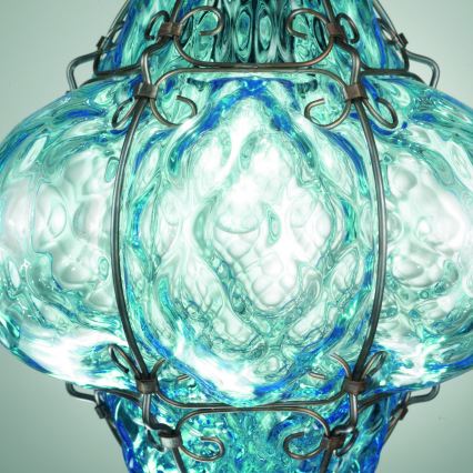 SIRU- Lühter CLASSIC 1xE27/60W/230V d. 30 cm sinine/must Veneetsia klaas