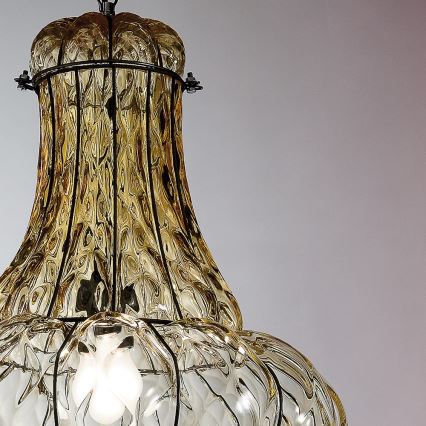 SIRU - Lühter DOGE 1xE27/60W/230V d. 30 cm beež/must Veneetsia klaas