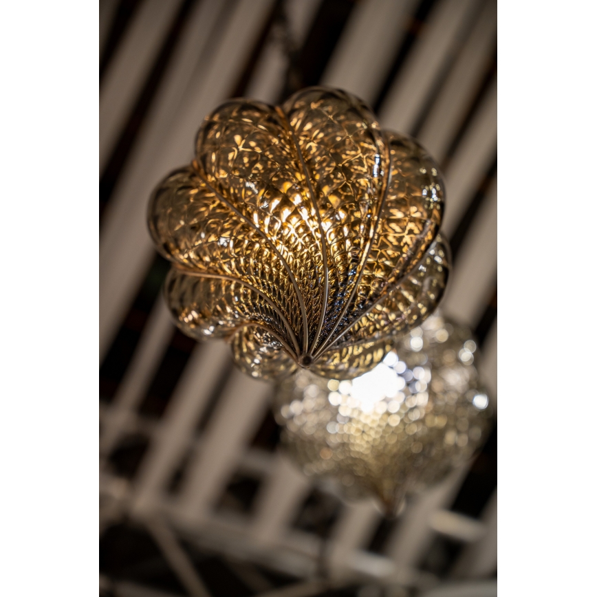 SIRU - Lühter GOCCIA 1xE27/60W/230V d. 25 cm beež/pruun Veneetsia klaas