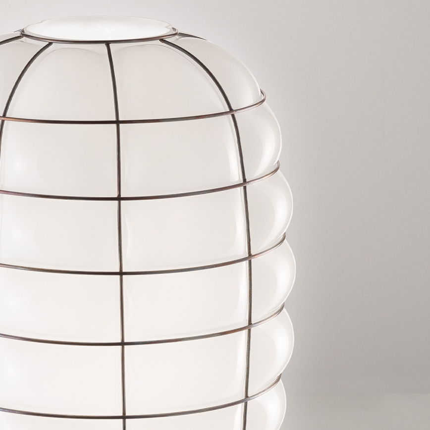 SIRU - Lühter LANTERNA 1xE27/60W/230V d. 32 cm must/valge Veneetsia klaas