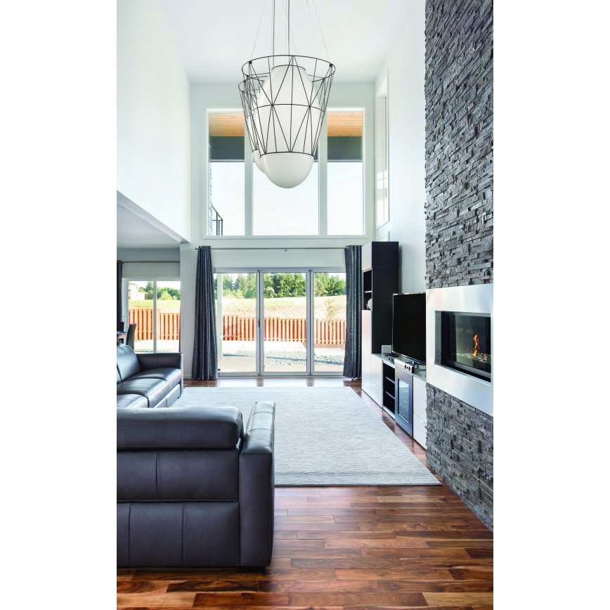 SIRU - Lühter SEGNI 1xE27/60W/230V must/valge Veneetsia klaas