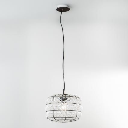 SIRU - Lühter TERRA 1xE27/60W/230V must/läbipaistev Veneetsia klaas