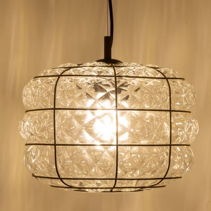 SIRU - Lühter TERRA 1xE27/60W/230V must/läbipaistev Veneetsia klaas