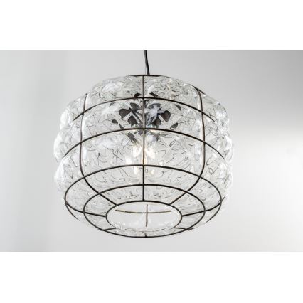 SIRU - Lühter TERRA 1xE27/60W/230V must/läbipaistev Veneetsia klaas