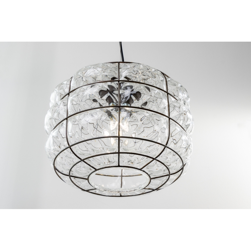 SIRU - Lühter TERRA 1xE27/60W/230V must/läbipaistev Veneetsia klaas