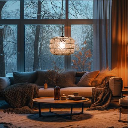 SIRU - Lühter TERRA 1xE27/60W/230V must/läbipaistev Veneetsia klaas