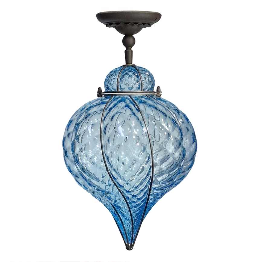 SIRU - Pinnale kinnitatav lühter GOCCIA 1xE27/60W/230V d. 25 cm sinine/pruun Veneetsia klaas