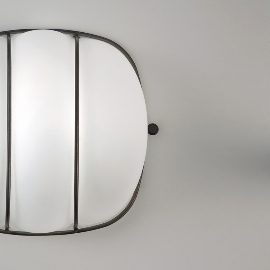 SIRU - Seinavalgusti CAGE 1xGX53/10W/230V 20 cm must/valge Veneetsia klaas