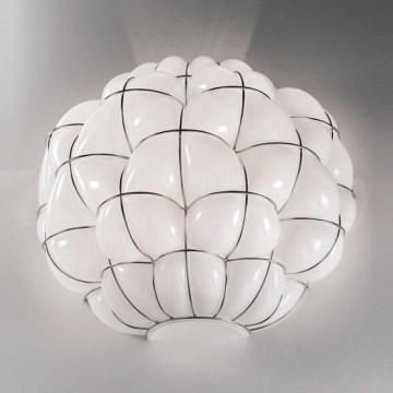 SIRU - Seinavalgusti POUFF 1xE27/60W/230V läikiv kroom/valge Veneetsia klaas