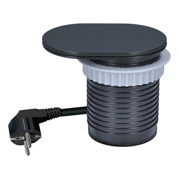 Sisseehitatav pistikupesa liugkaane ja 20 W võimsusega, 1× pistikupesa + USB A+C, must