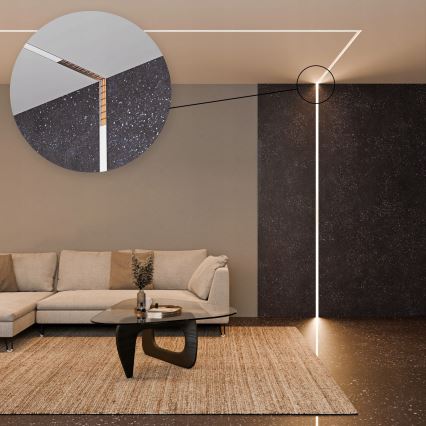 Sisseehitatav profiil LED-ribadele 1 m, hõbe/valge
