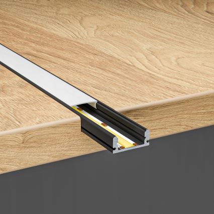 Sisseehitatav profiil LED-ribadele, 1 m, must/valge