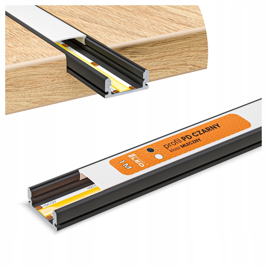Sisseehitatav profiil LED-ribadele, 1 m, must/valge