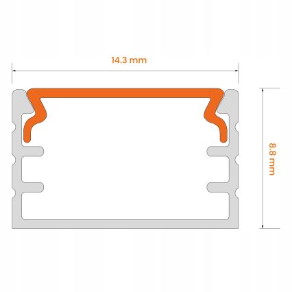Sisseehitatav profiil LED-ribadele, 1 m, must/valge
