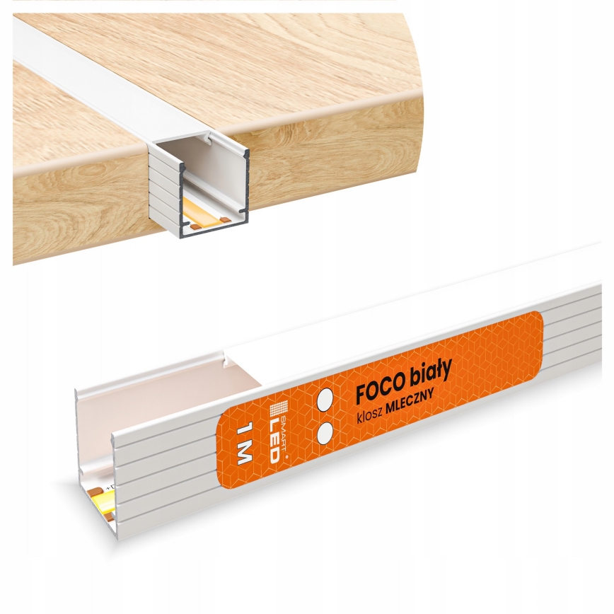 Sisseehitatav profiil LED-ribadele, 1 m, valge