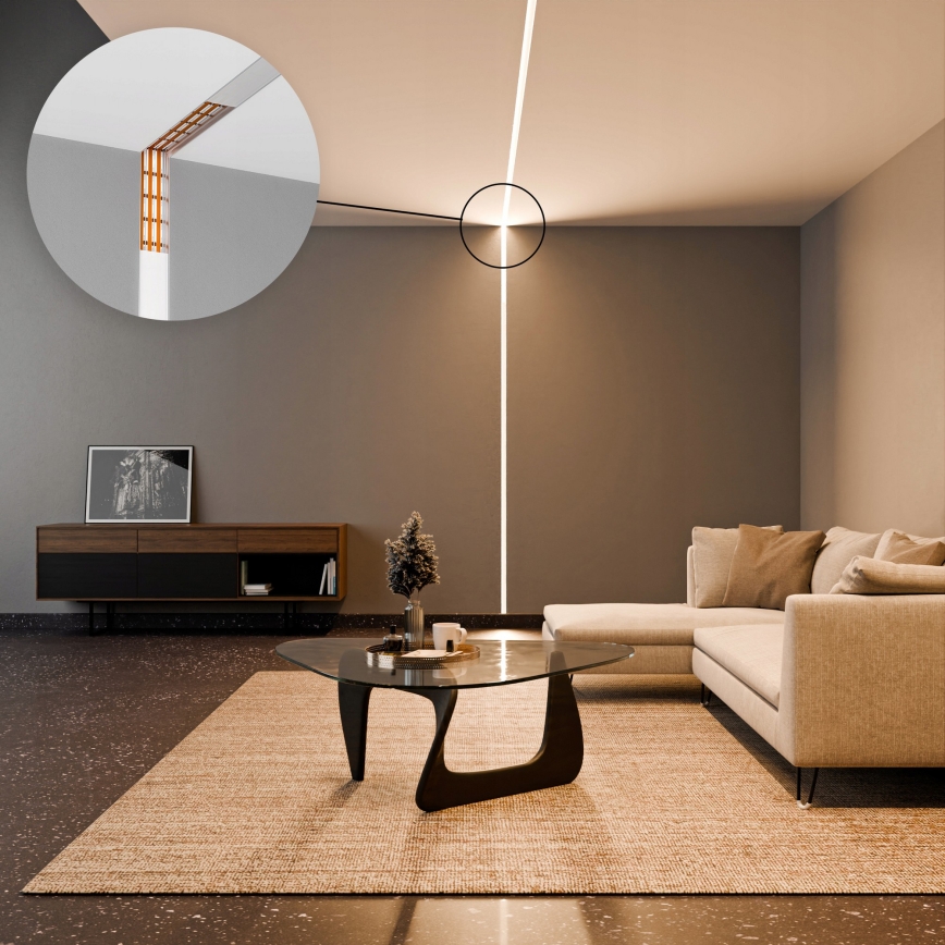 Sisseehitusprofiil LED-lintidele 1 m, hõbe/valge