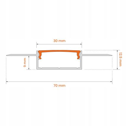 Sisseehitusprofiil LED-lintidele 1 m, hõbe/valge