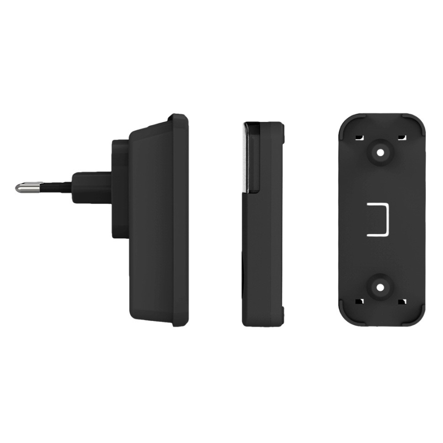 Juhtmevaba uksekell pistikuga 230V/1xCR2032 IP56 must