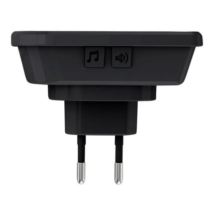 Juhtmevaba uksekell pistikuga 230V/1xCR2032 IP56 must