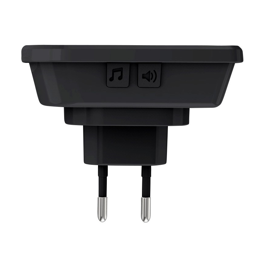 Juhtmevaba uksekell pistikuga 230V/1xCR2032 IP56 must