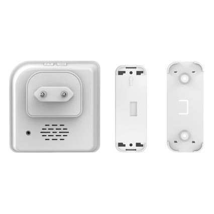 Juhtmevaba uksekell pistikuga 230V + 2x nööp 2xCR2032 IP56 valge