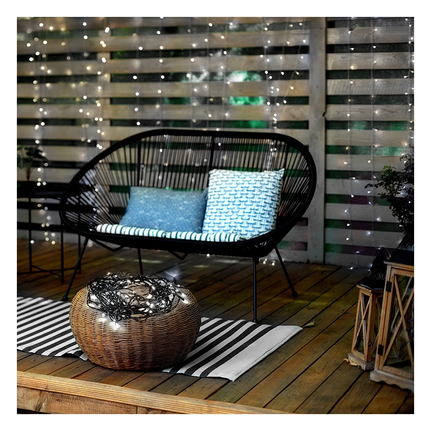 LED välistingimuste valguskett 50 LED, 8 funktsiooniga, 8 m, IP44, külmvalge