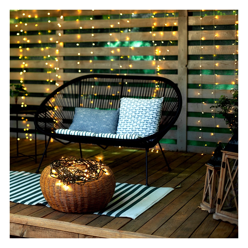 LED-välisvalguskett, 50 LED-i, 8 funktsiooni, 8 m, IP44, soe valge