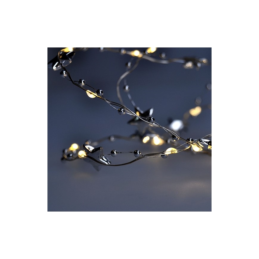 LED-valguskett 20 LED/2×AA 1,5 m soe valge
