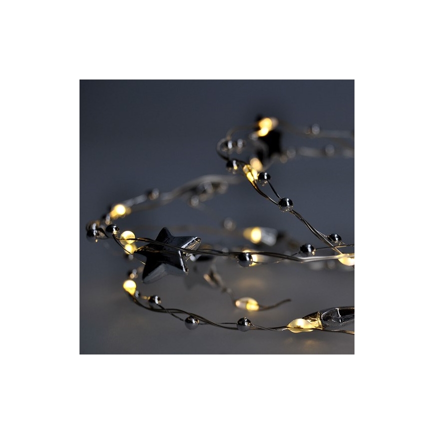 LED-valguskett 20 LED/2×AA 1,5 m soe valge