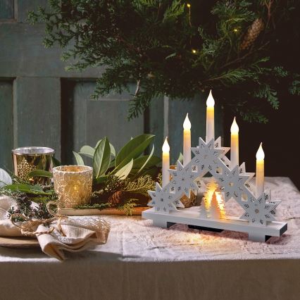 LED Jõuluteemaline küünlajalg 5xLED/2xAA soe valge