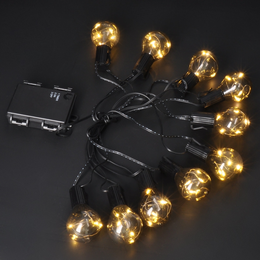 LED Väli dekoratiivne kett GARLAND 10xLED/3xAA 3m IP44 soe valge