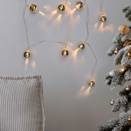 LED jõulukett, 10×LED, töötab 2×AA patareidega, soe valge, 1,8 m, kellukestega